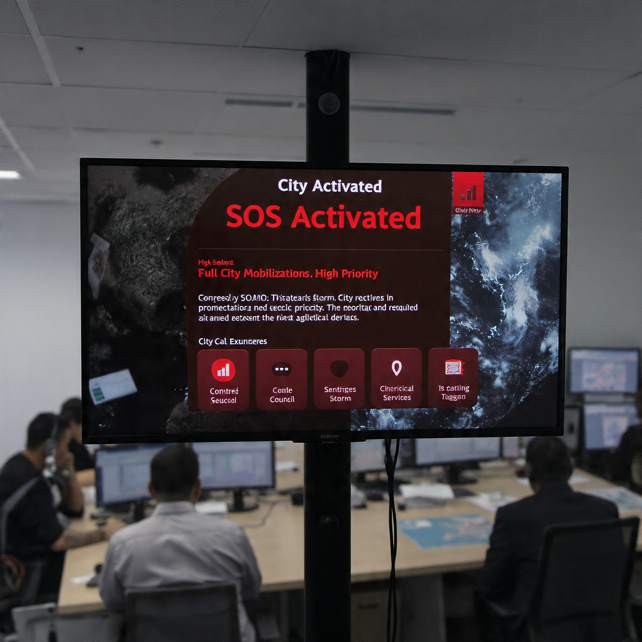 Person using Tyros® mobile app SOS module during bad weather to send emergency alert with real-time location