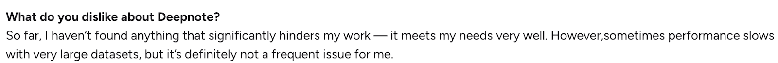 Deepnote review on slow with big data