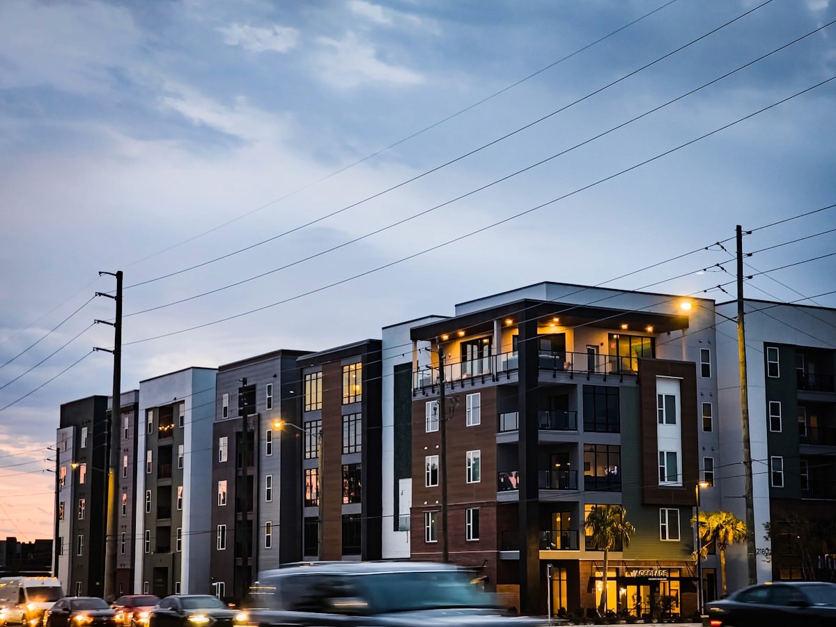 Modern multifamily apartment building