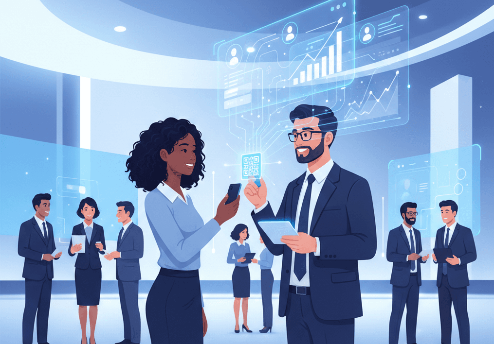 Visual framework explaining what to look for in a business card manager, including accurate capture, CRM workflow integration, and follow-up readiness.