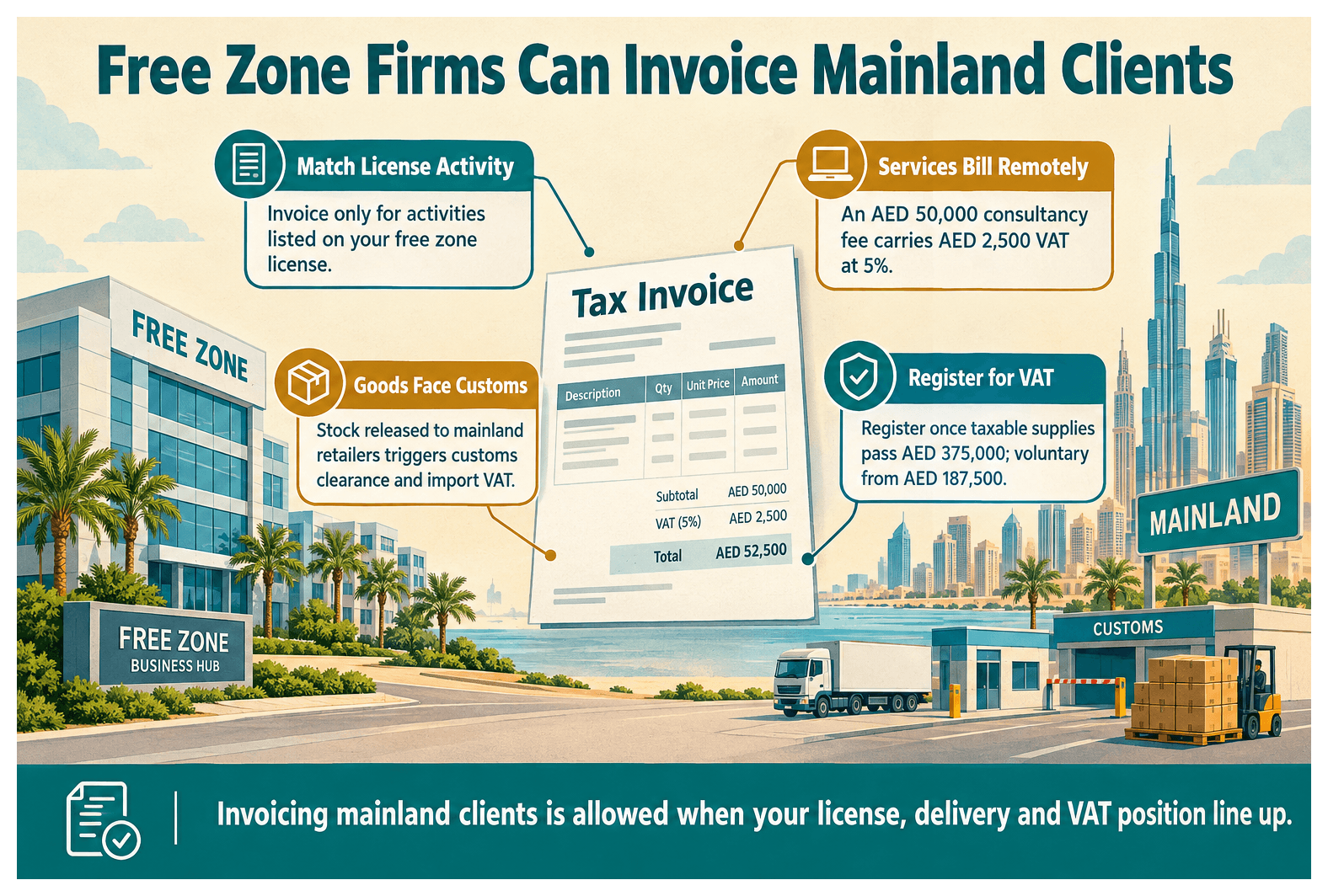 Infographic: Can a Free Zone Company Invoice UAE Mainland Clients