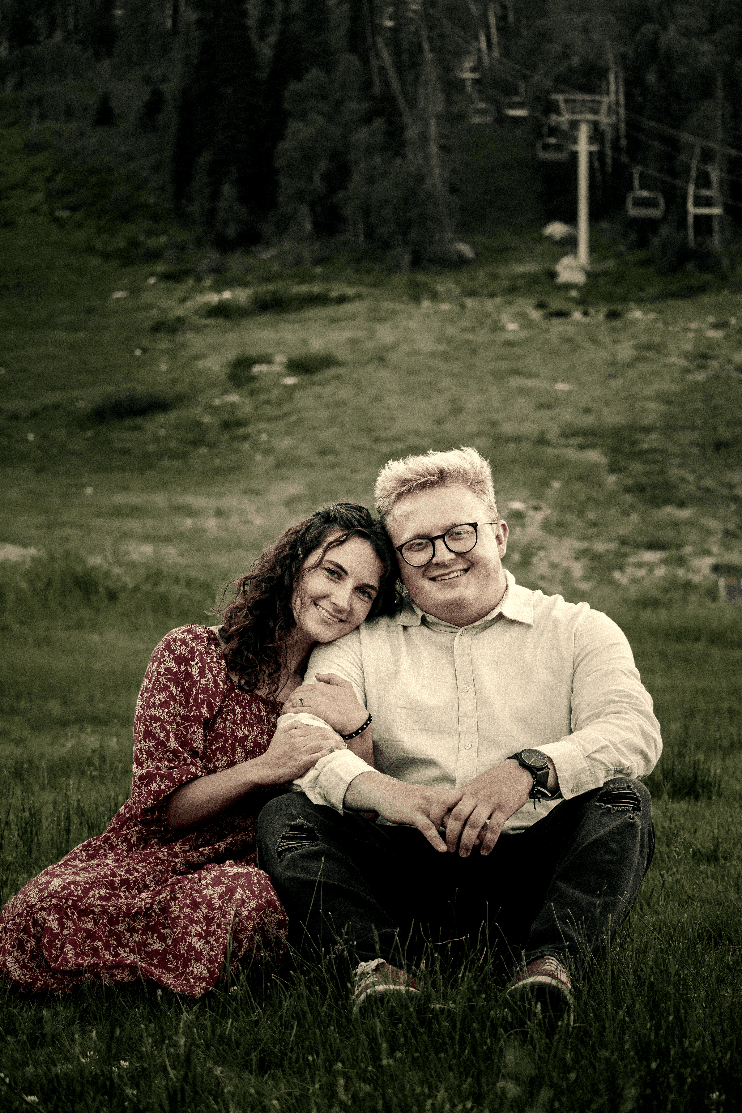 Photo of Jackson and his wife Lillian in a field looking at the camera