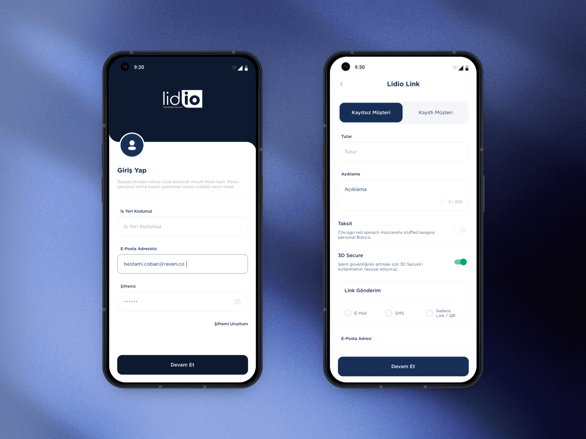 Lidio'nun tasarım çalışmasının bir mockup içerisindeki görseli.
