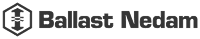 Logo van Ballast Nedam. Zeshoek met pijlen en de tekst 'Ballast Nedam'.