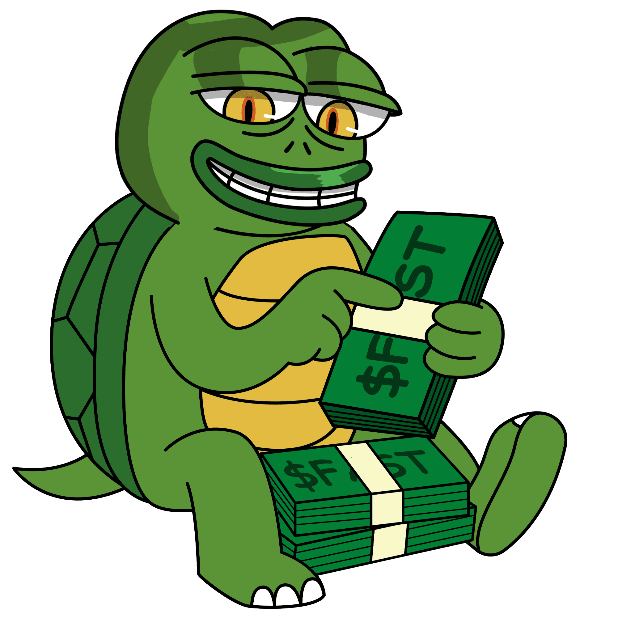 illustration of a safe shaped character counting dollar bills