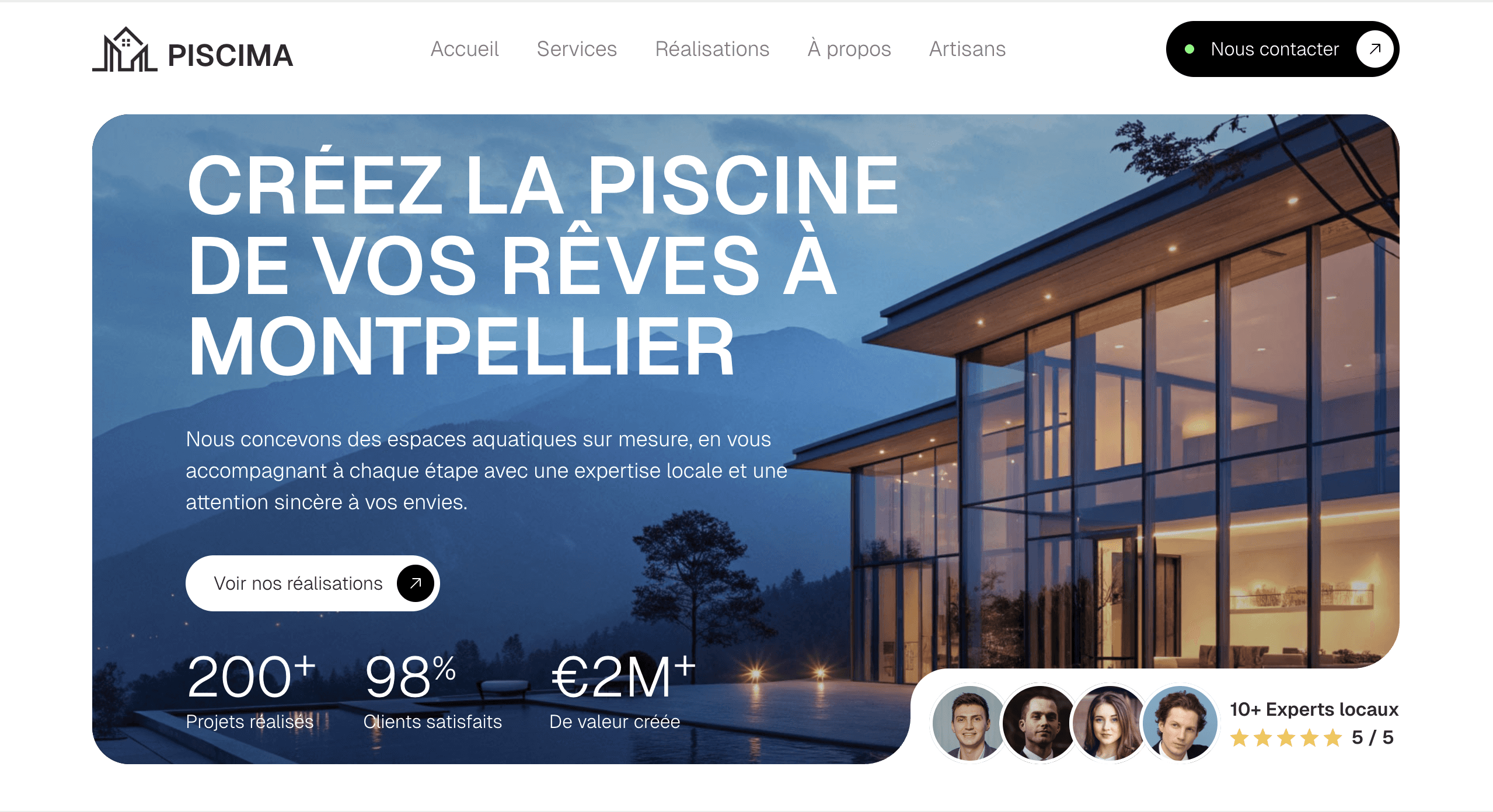 Site vitrine piscine aménagement extérieur Montpellier – VistaHaven