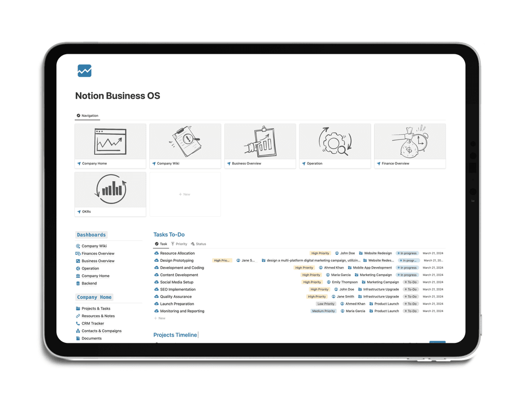 The Notion Business OS is your all-in-one solution to organize, manage, and scale your business. This comprehensive template is designed to streamline every aspect of your operations, from project management to financial tracking. Whether you're an individual entrepreneur or leading a team, Business OS offers the structure and tools you need to succeed in today's fast-paced business environment.