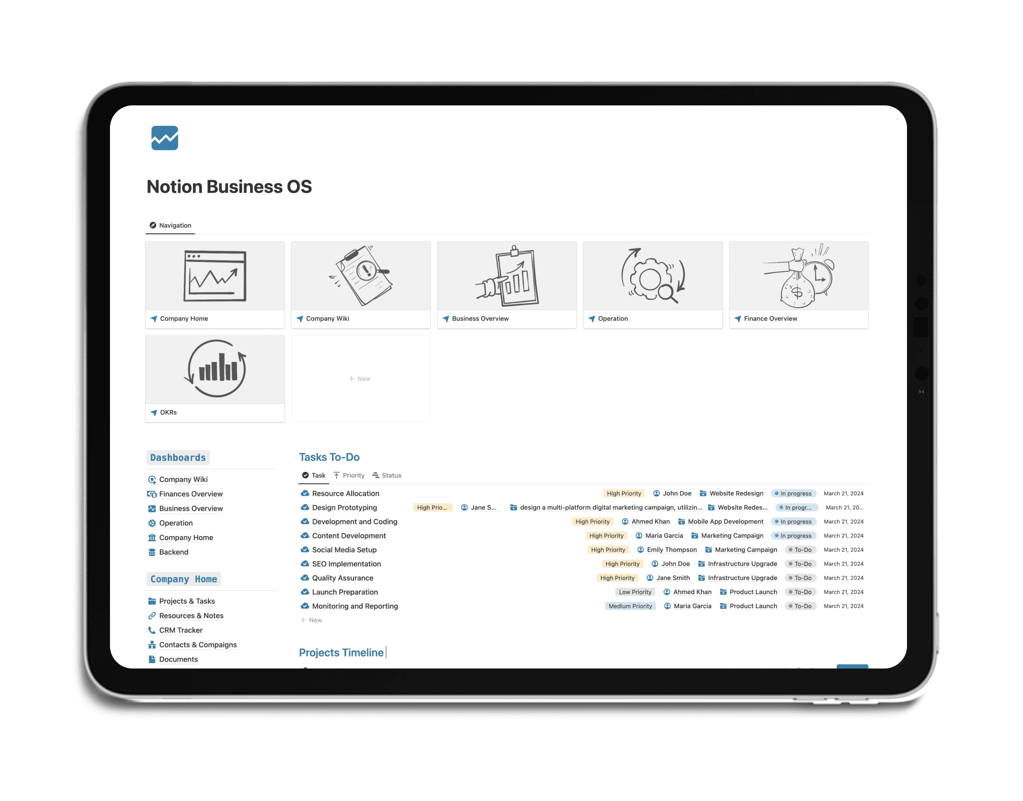 The Notion Business OS is your all-in-one solution to organize, manage, and scale your business. This comprehensive template is designed to streamline every aspect of your operations, from project management to financial tracking. Whether you're an individual entrepreneur or leading a team, Business OS offers the structure and tools you need to succeed in today's fast-paced business environment.