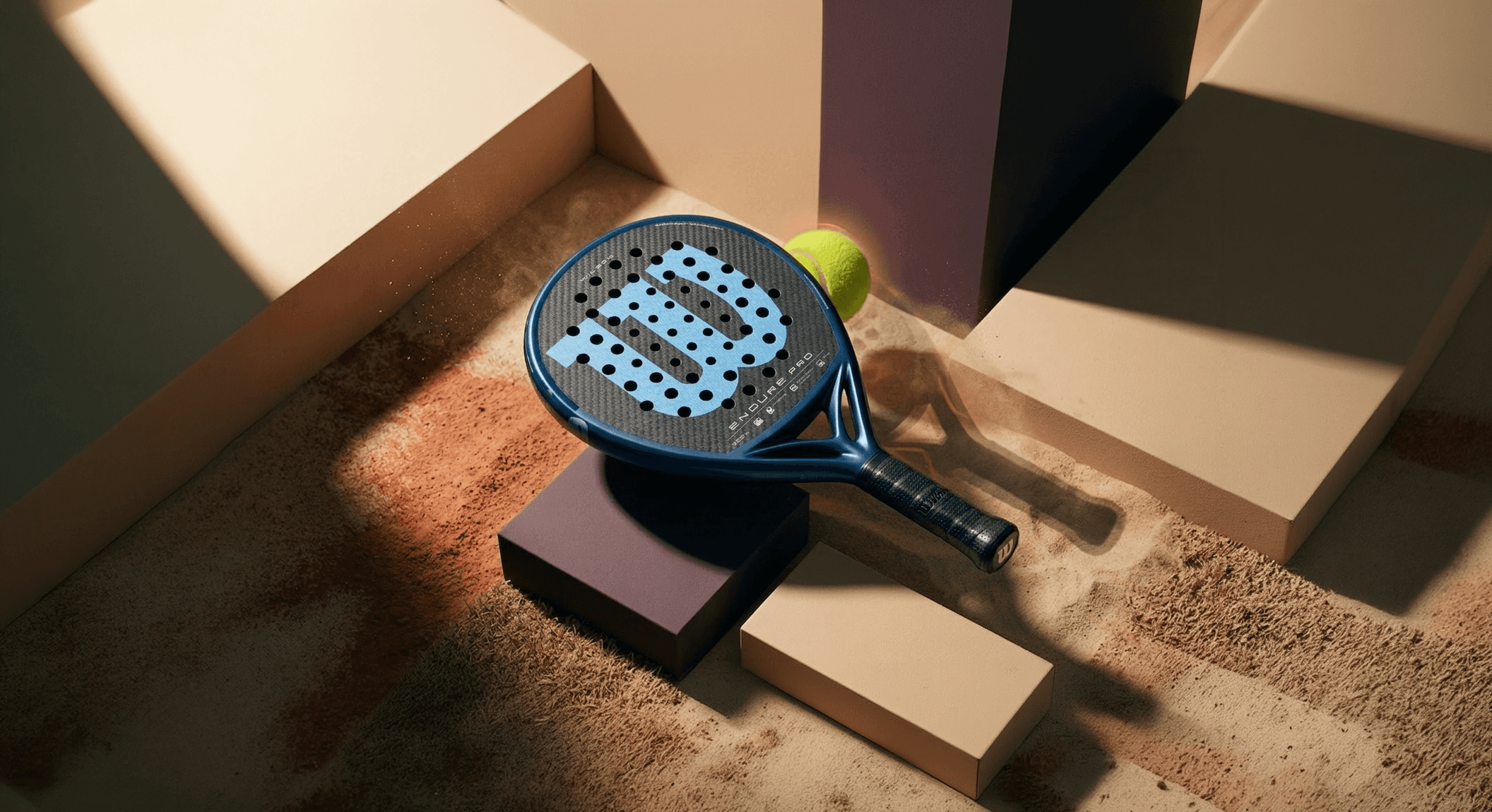 Premium padel racket in a studio enviroment for photo shooting. 