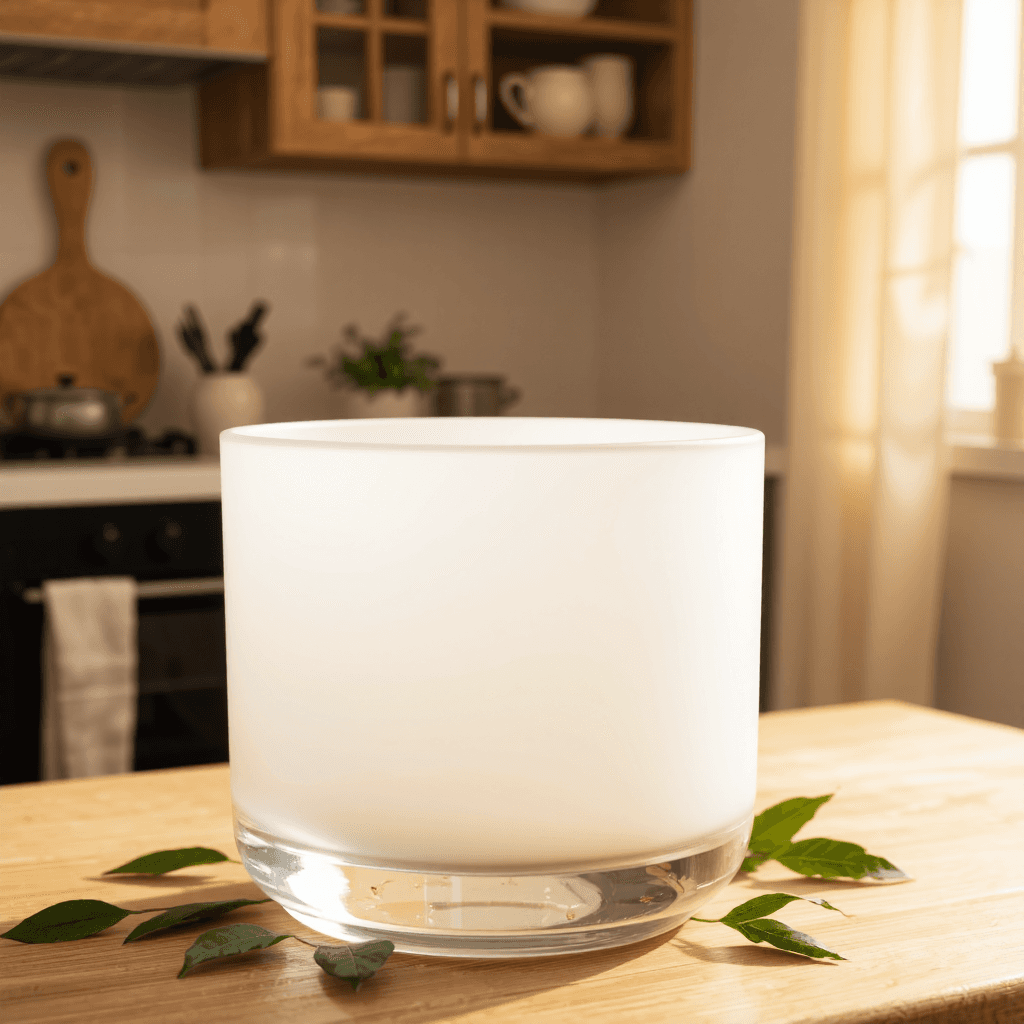 product photography of a frosted glass container