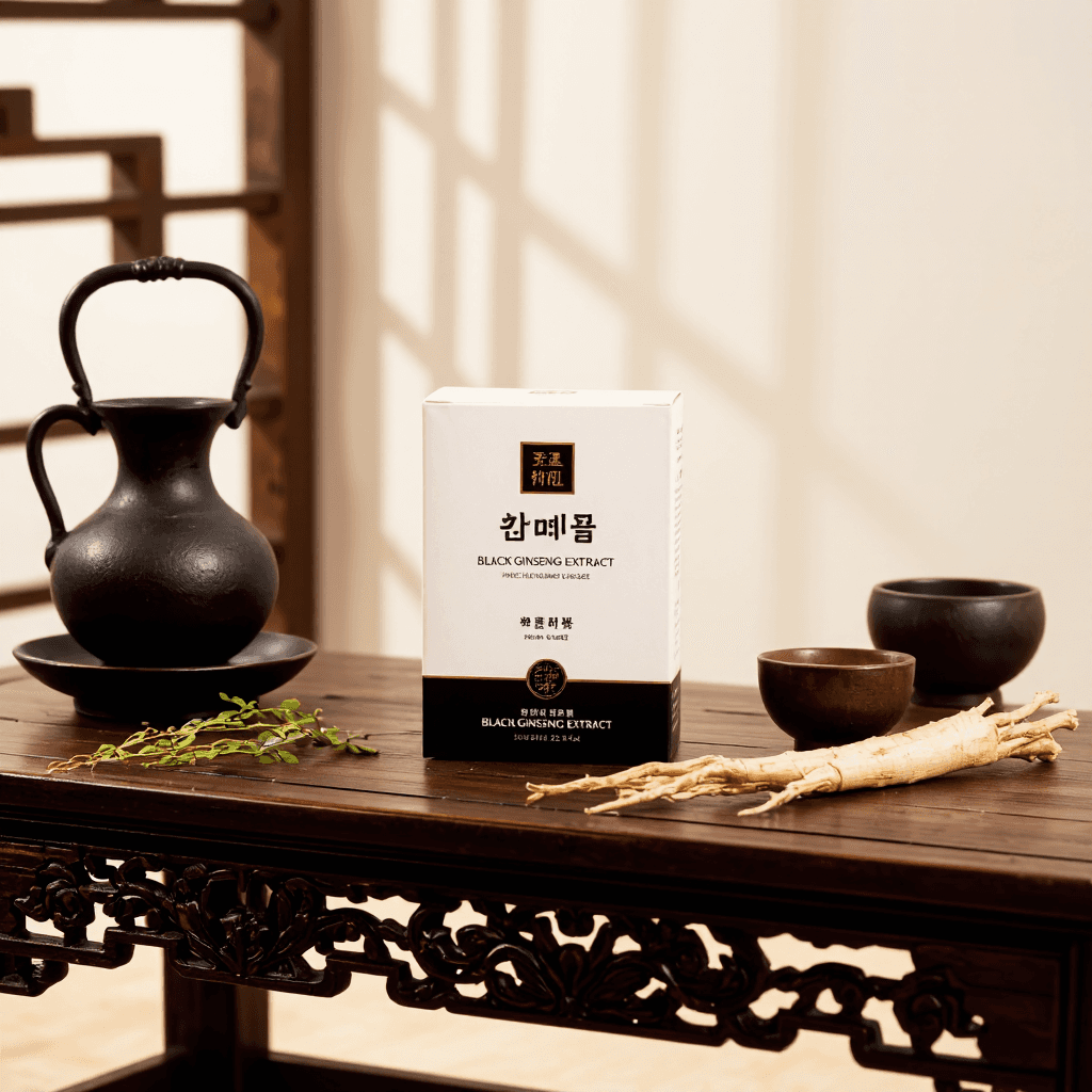product photography of box of black ginseng extract