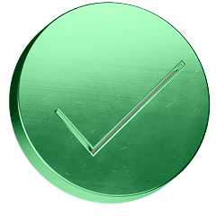 A 3 dimension check icon in green