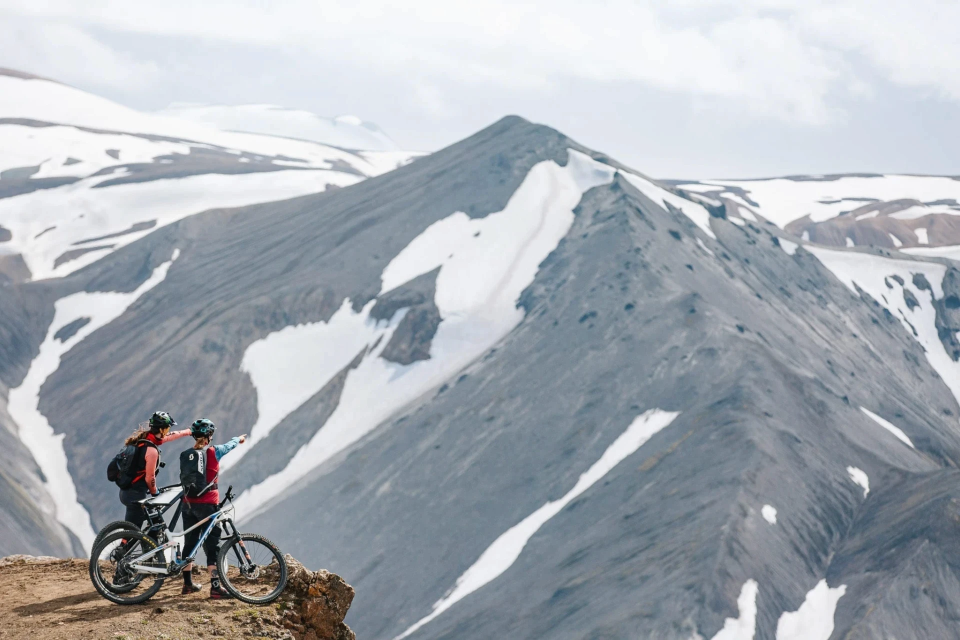 Viewing Icelandic Mountains with snow