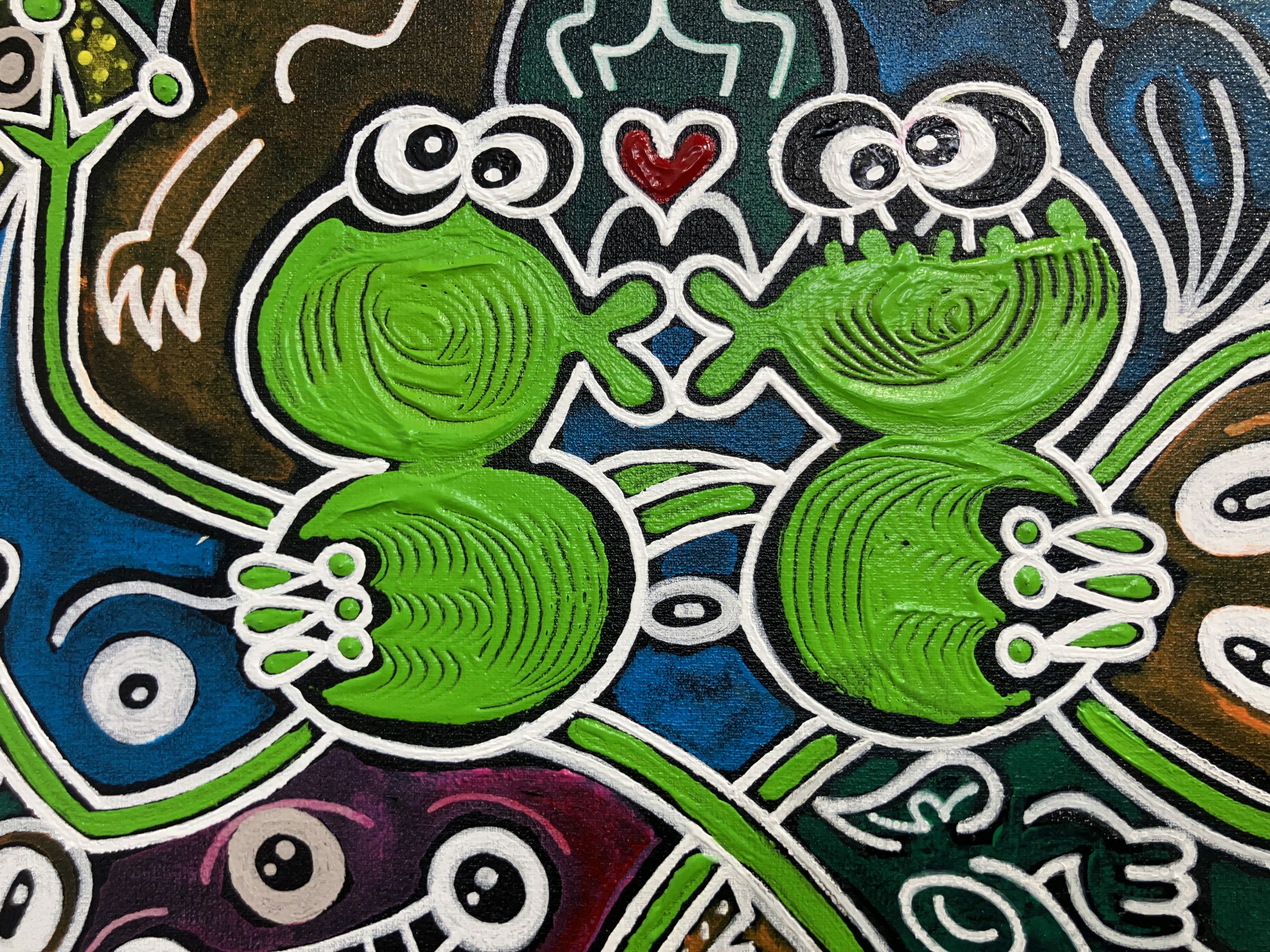 Doodle frogs fiesta. Frogs in love kissing