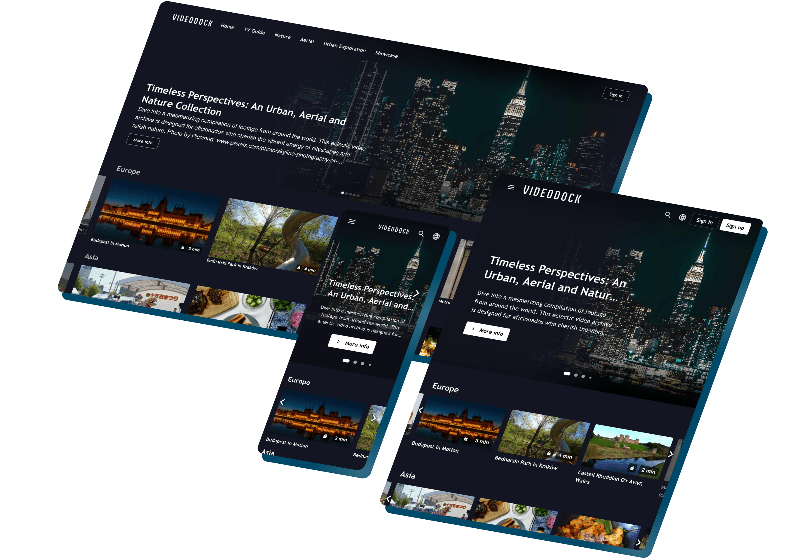 Multiple devices showing UI of OTT platform with payment methods