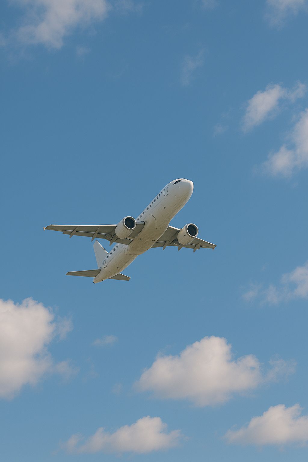 Flugzeug in der Luft über den Wolken