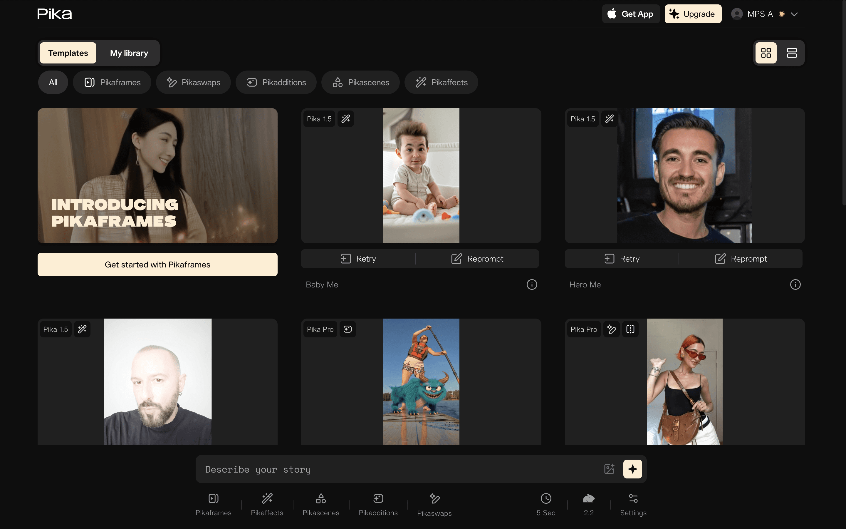 Screenshot van de homepage van pika.art