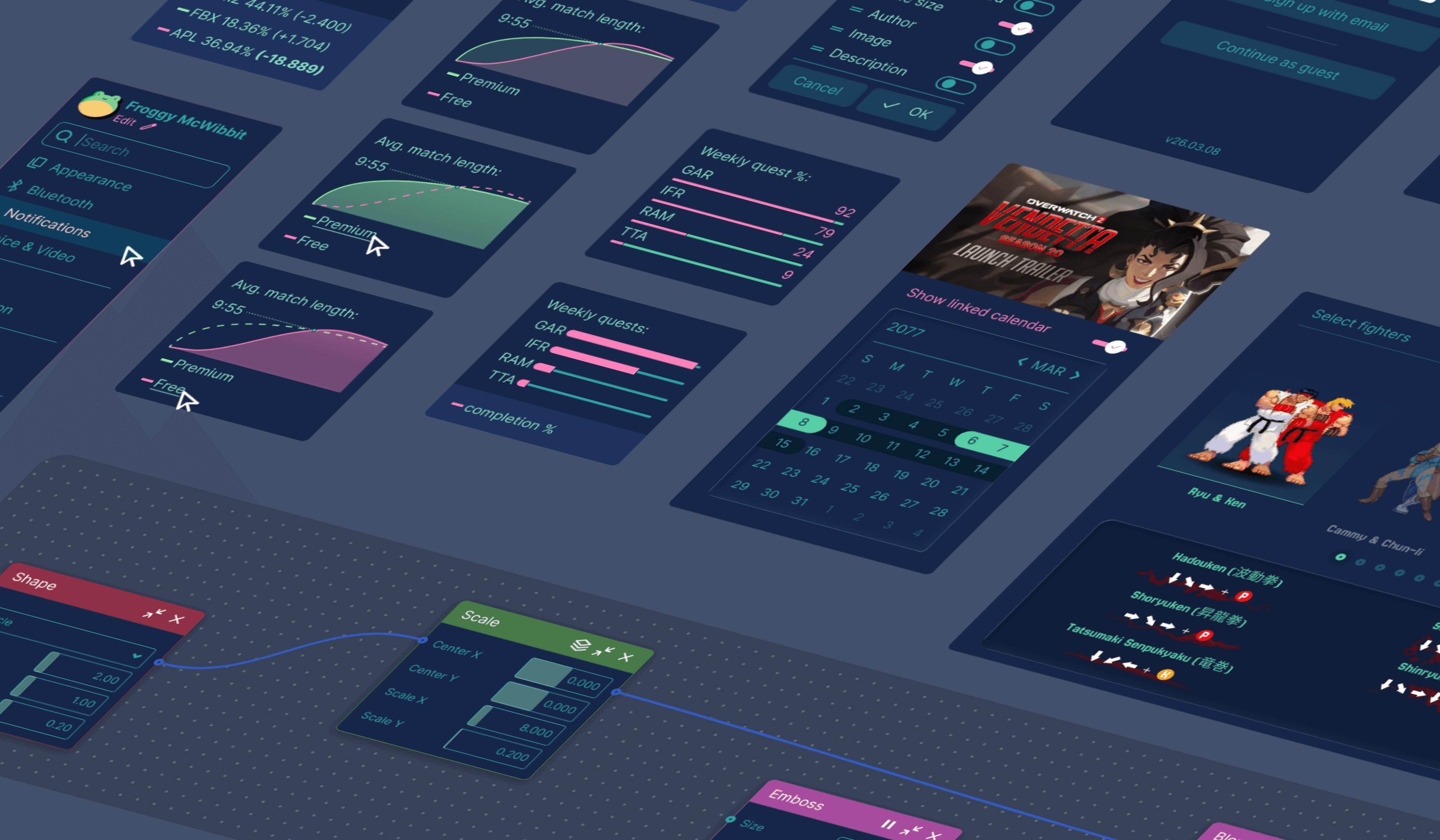 a collection of UI elements