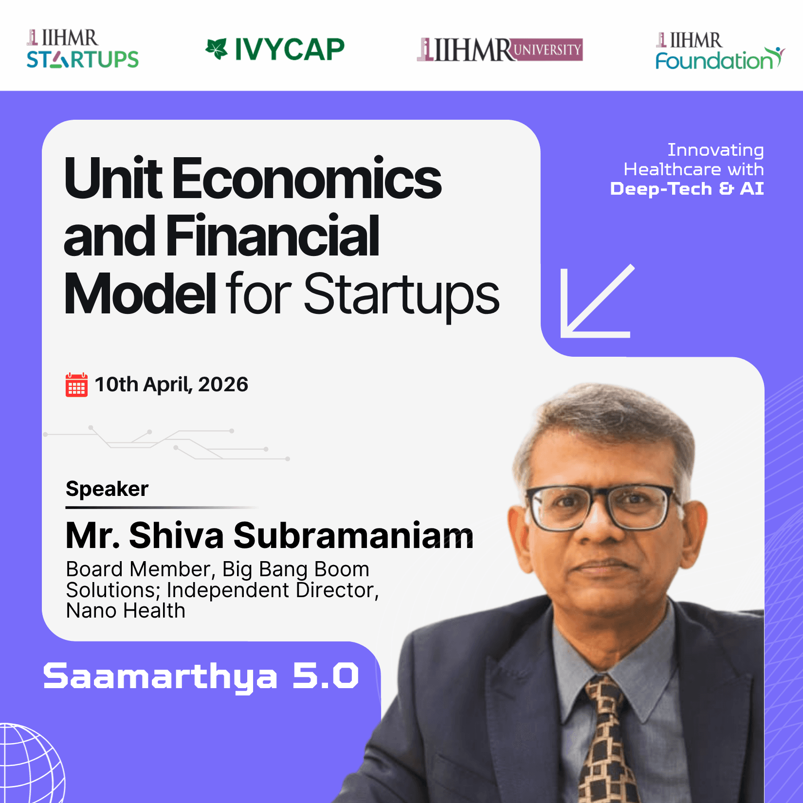 Shiva Subramaniam Session Saamarthya 5.0 IIHMR Startups