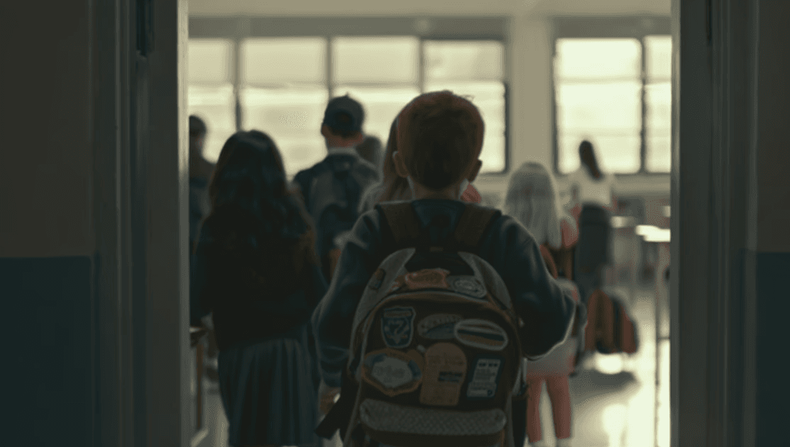 Two screens from a fictional AI mobile app on an orange gradient background