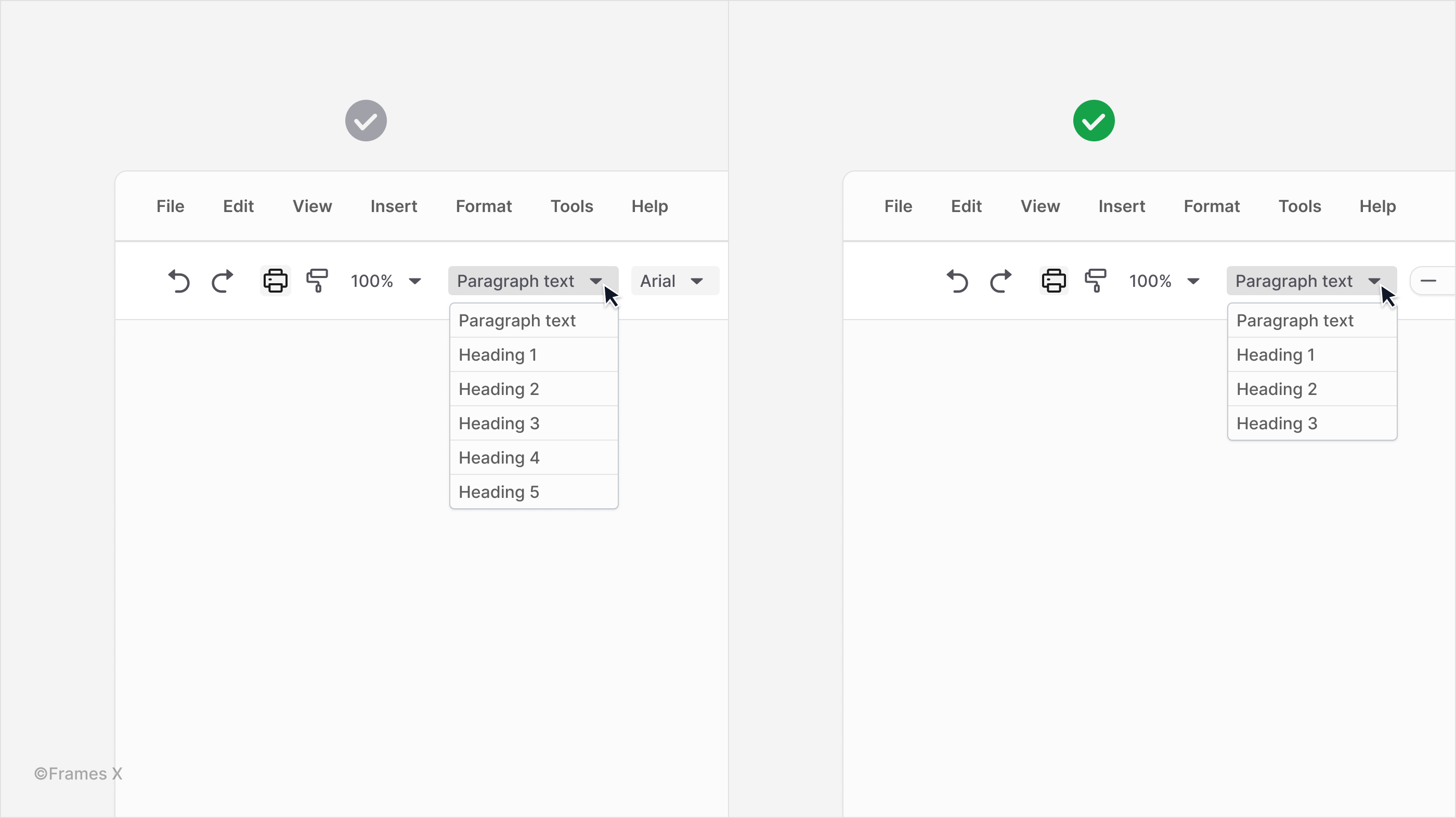 WYSIWYG - Limit stylistic choices for UI