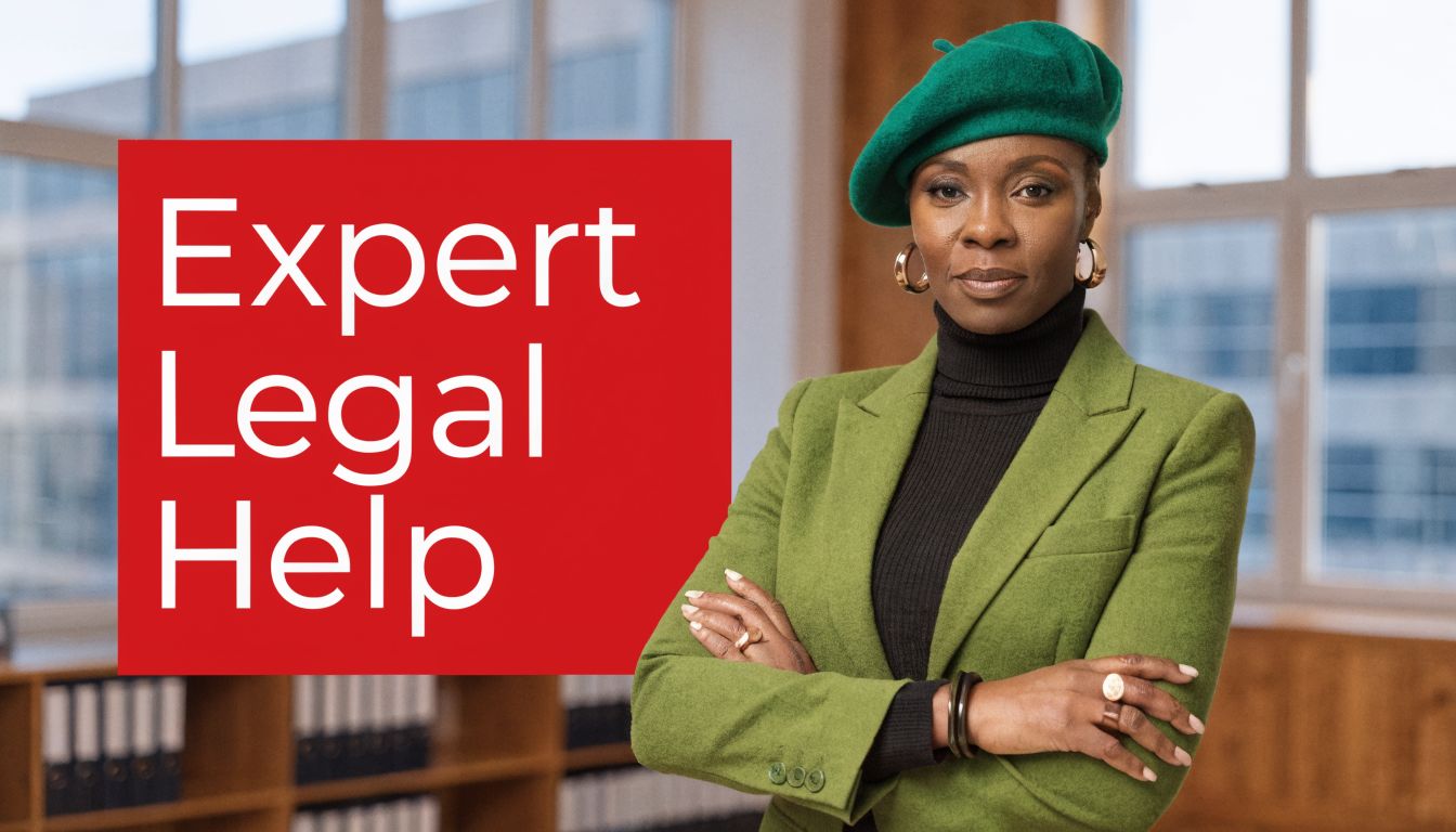 A professional Black woman in a green blazer and beret standing with arms crossed in an office.