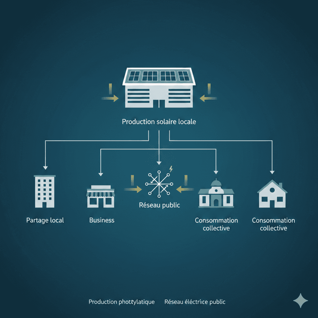 schéma expliquant où se place l'autoconsommation collective