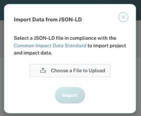 Import dialogue screen for new JSON-LD import function&nbsp;