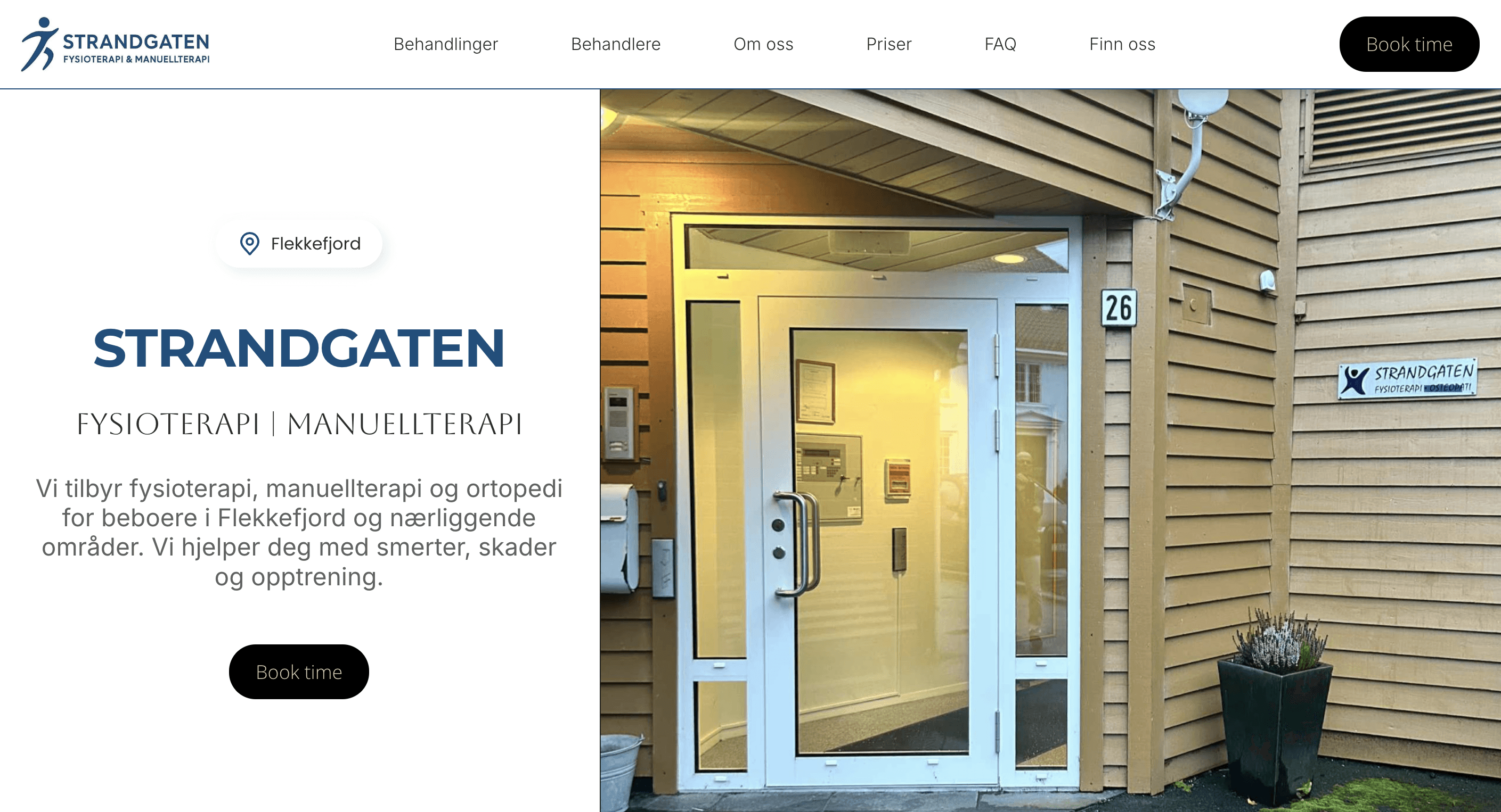 Skjermbilde av Strandgaten Fysioterapi og Manuellterapis nettside