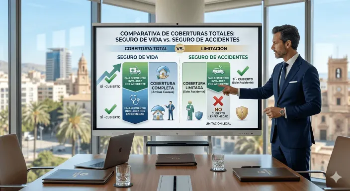 Comparativa de coberturas totales frente a enfermedades e infartos en una póliza de vida riesgo colectivo.