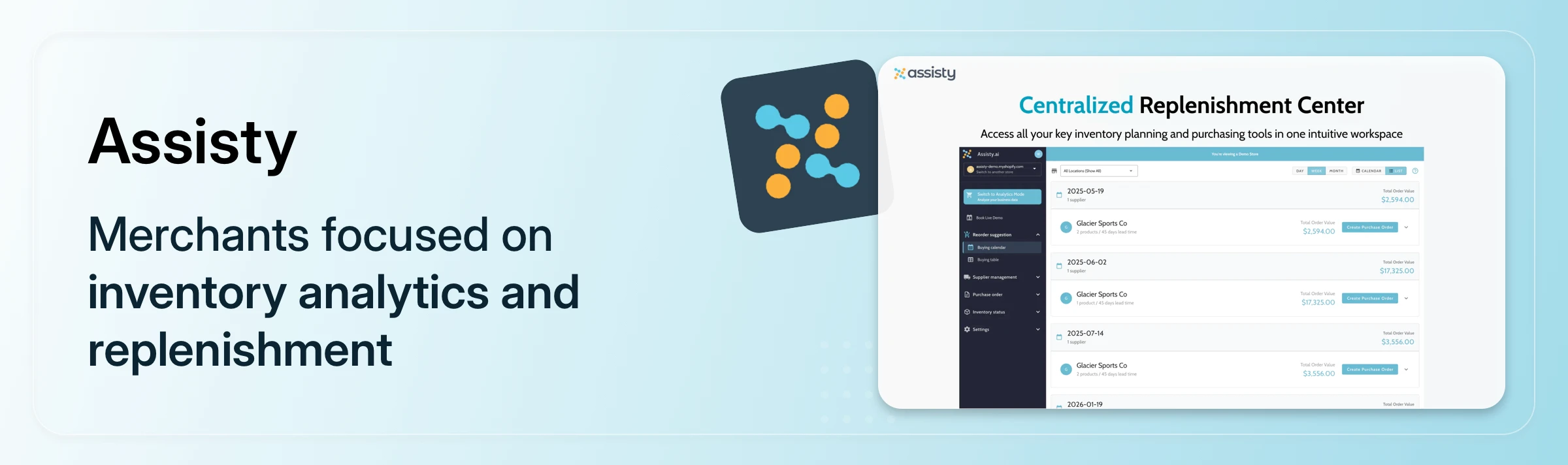 Assisty shopify inventory replenishment optimisation