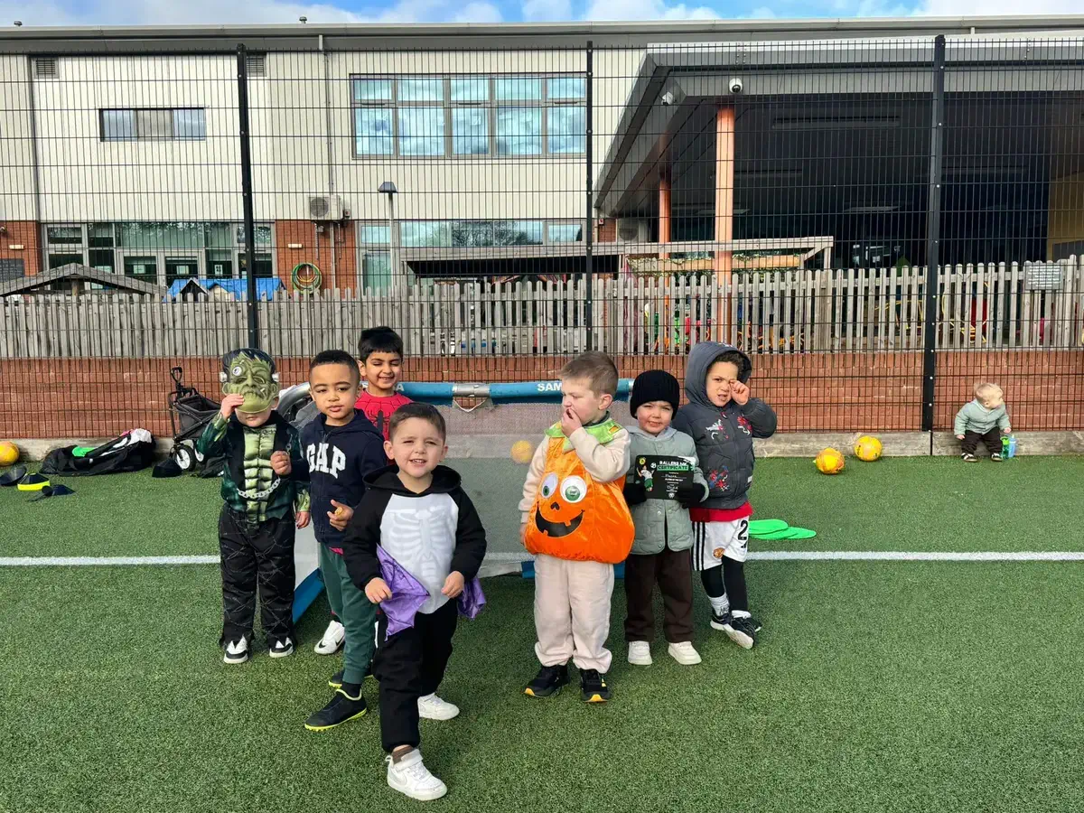 Kids with football medals