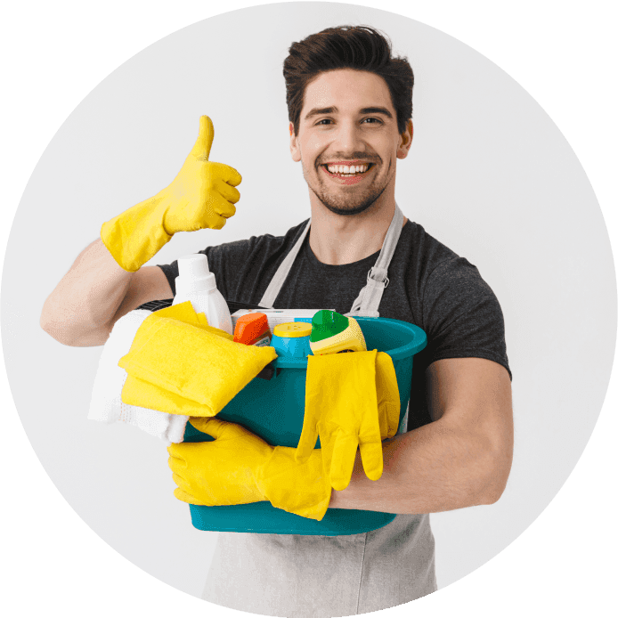 Justo Professional Cleaning Employee smiling with thumbs up