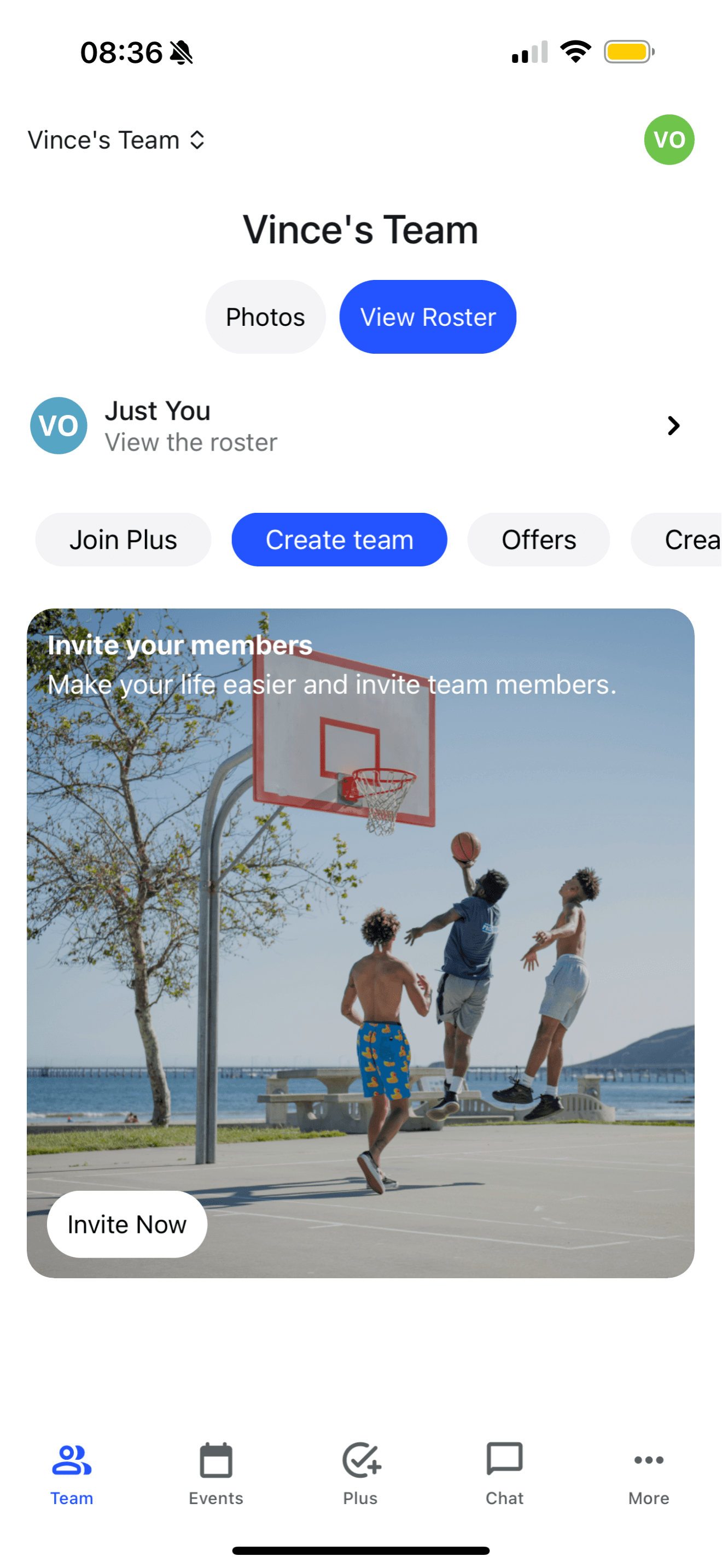Viewing the Team App Dashboard in the TeamLinkt Sports Team App