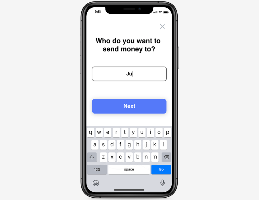 Money transfer app by ProtoPie Expert Jeff Clarke.