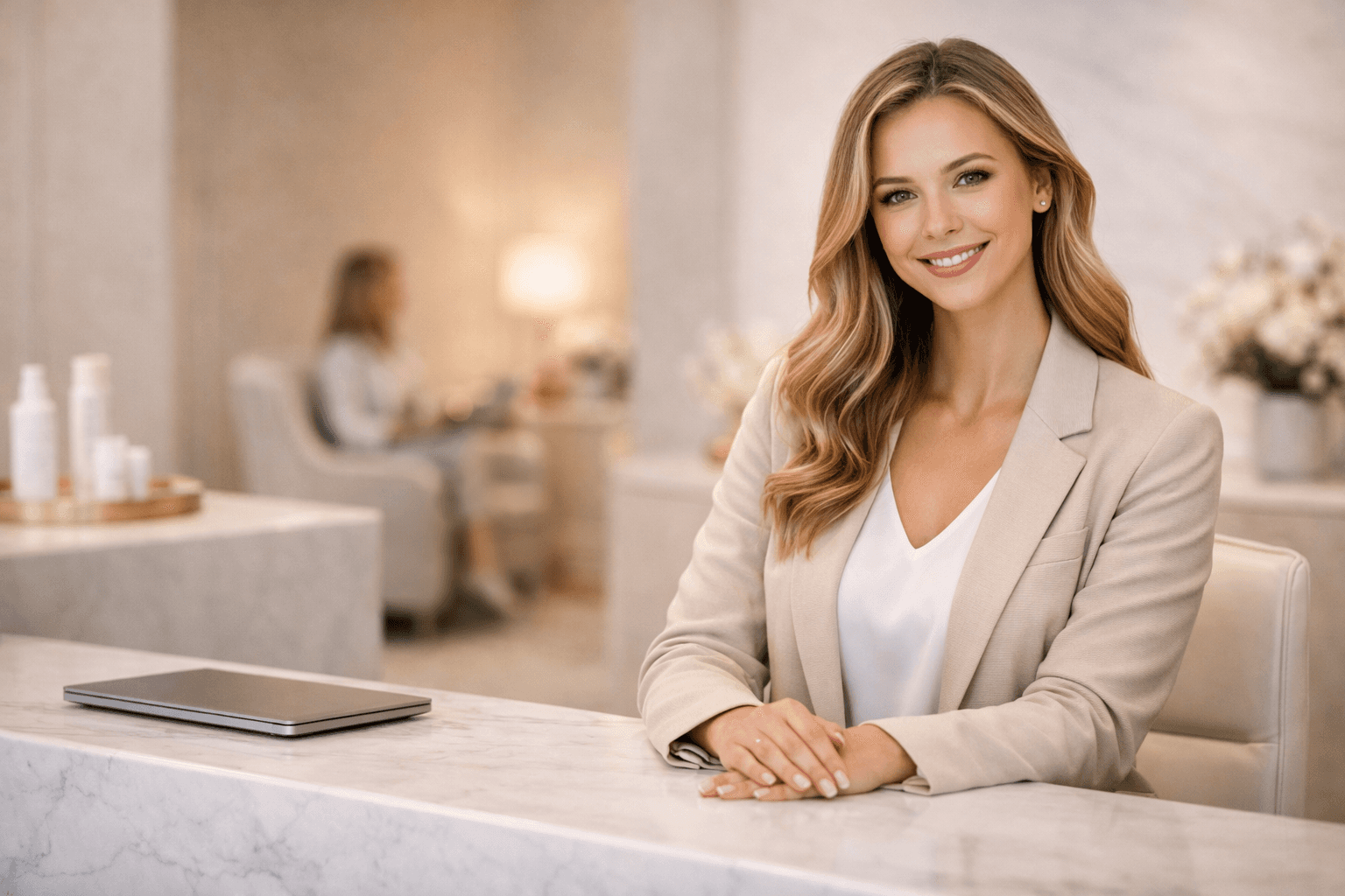 recepcionista na recepção de clínica