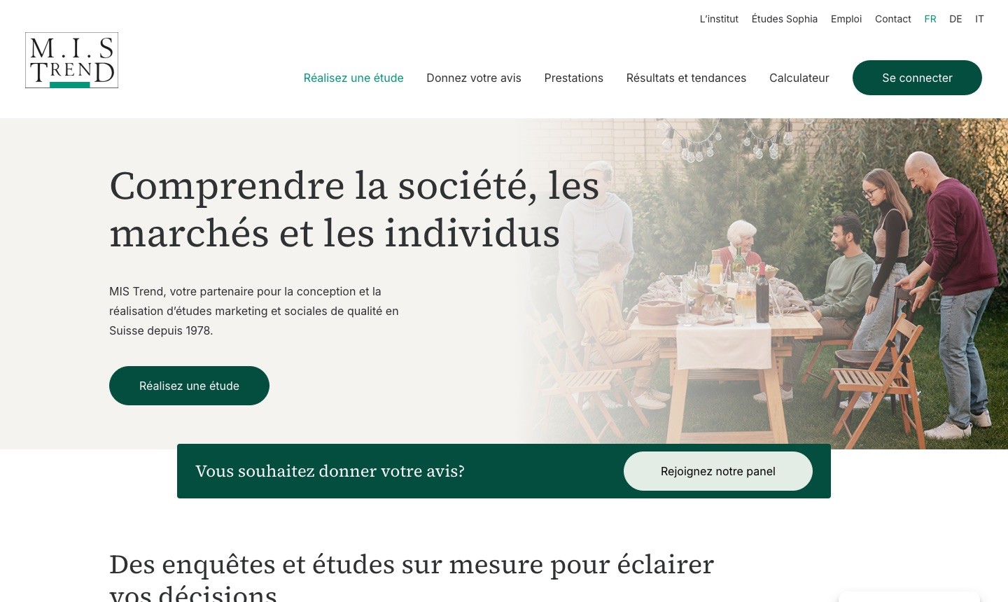 MIS Trend website, market research institute in Lausanne