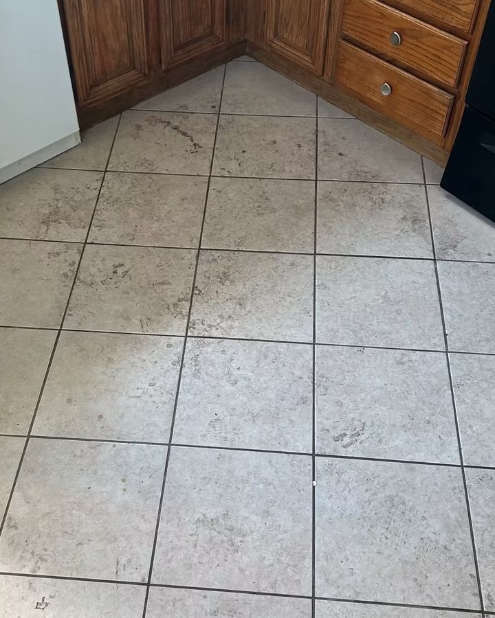 Tile floors, before cleaning
