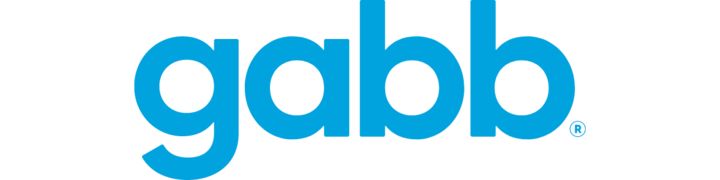 The image features the word "gabb" in bold, lowercase, blue letters against a plain white background.