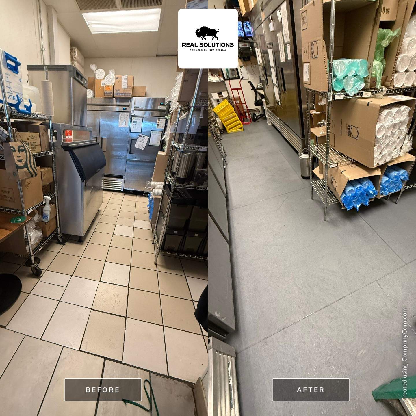 Eco-Grip floor installation in progress with neatly taped edges and organized material layout.