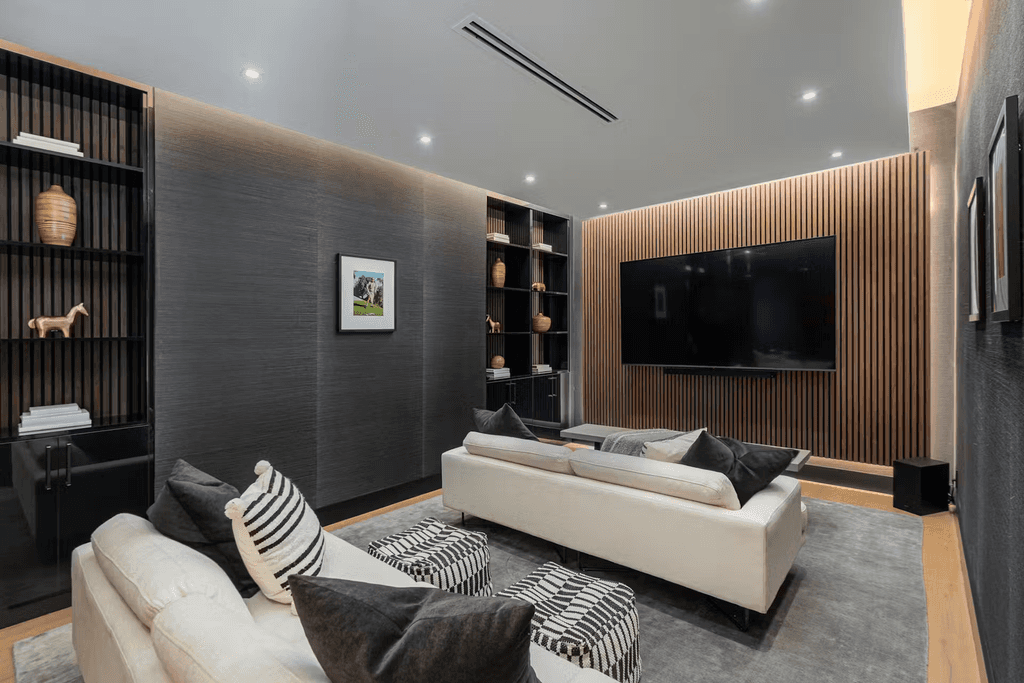 gloss black movie theatre cabinetry