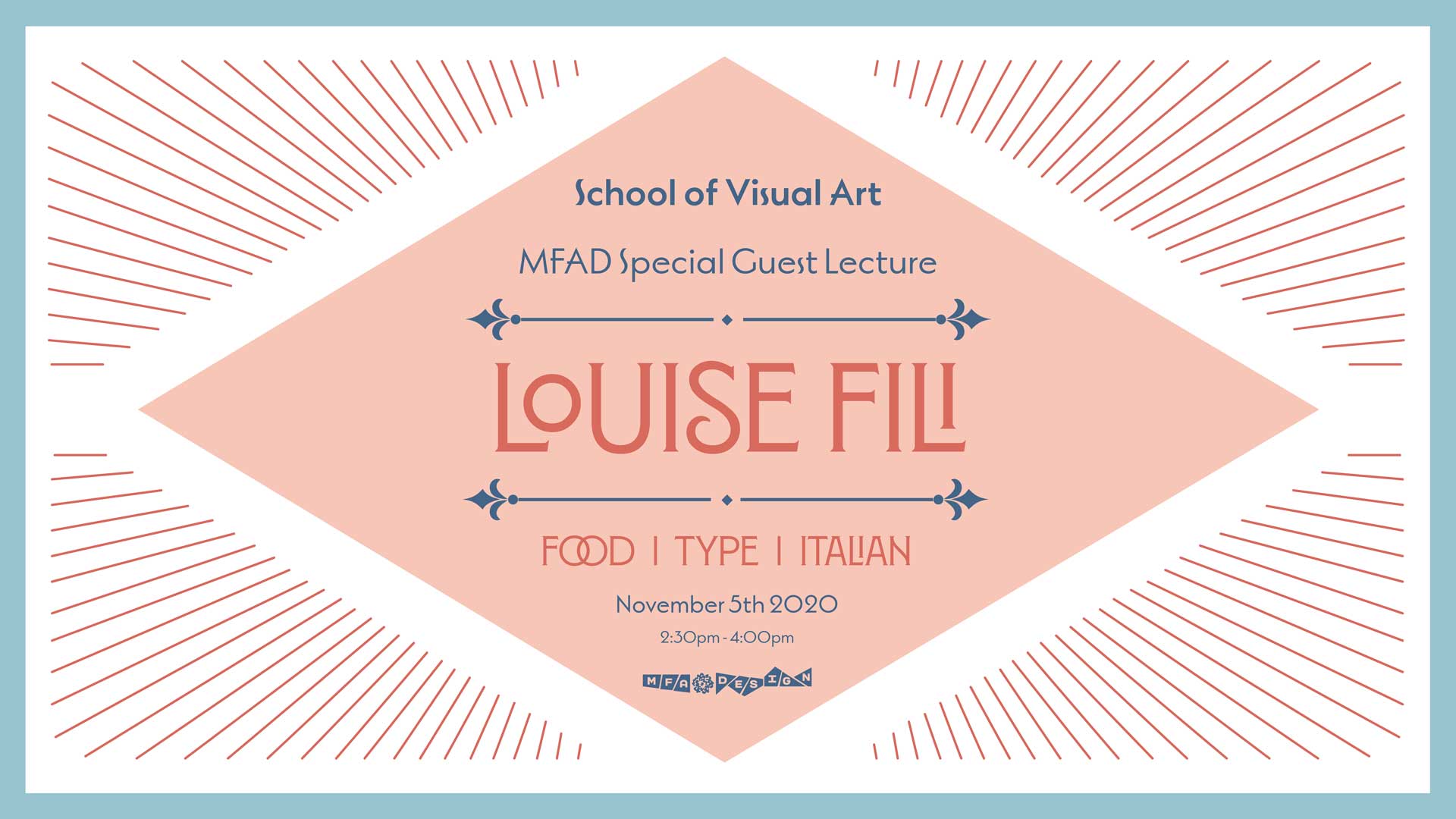 poster for Louise fili lecture at SVA