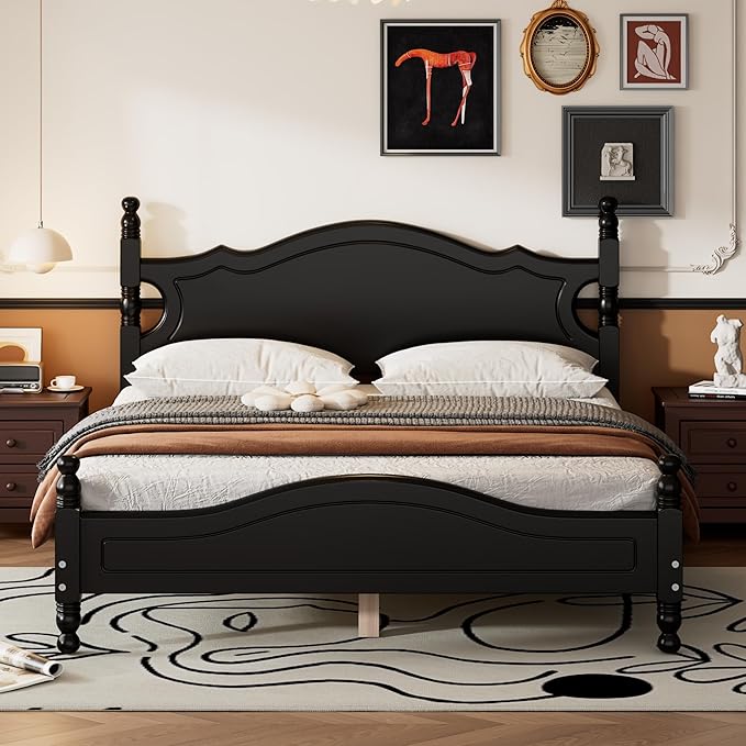 A perfect combination of sophistication and utility, the black wooden bed fits any space.