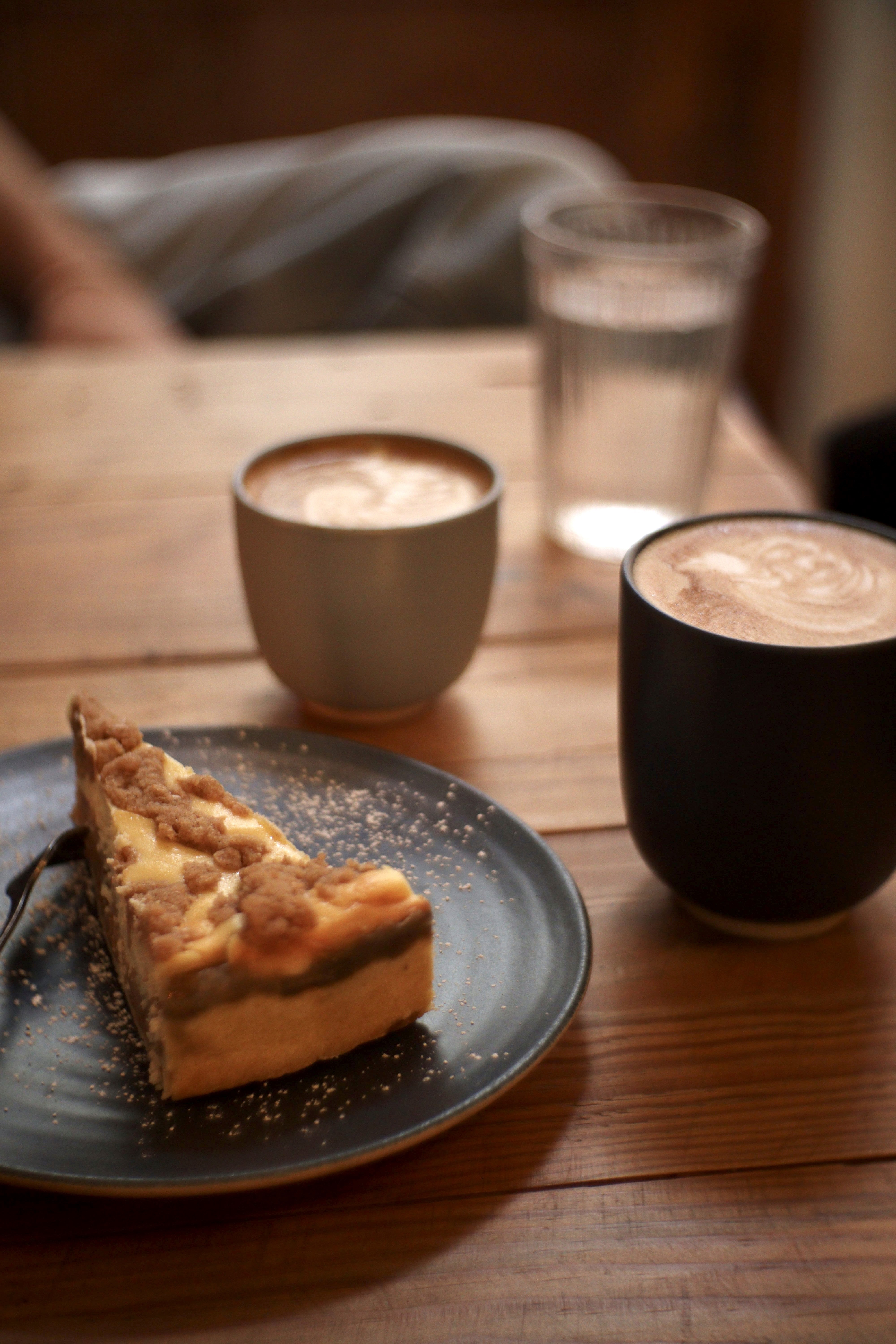 coffee and cake at a café