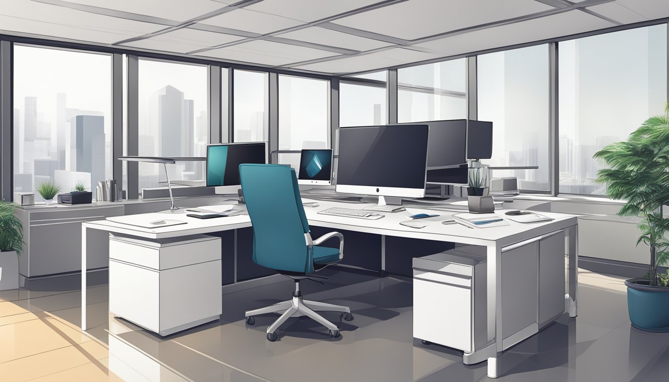 Ein Blick auf die tägliche Routine und die Herausforderungen eines White-Collar-Angestellten, dargestellt durch eine sorgfältig ausgearbeitete Illustration. Erkennen Sie die Bedeutung von Organisation, Zeitmanagement und persönlicher Entwicklung in einer karriereorientierten Büroumgebung.