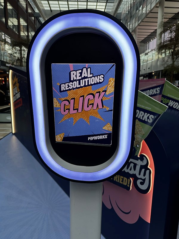 Zakelijke photobooth, Popworks. Startscherm ontwerp op maat.