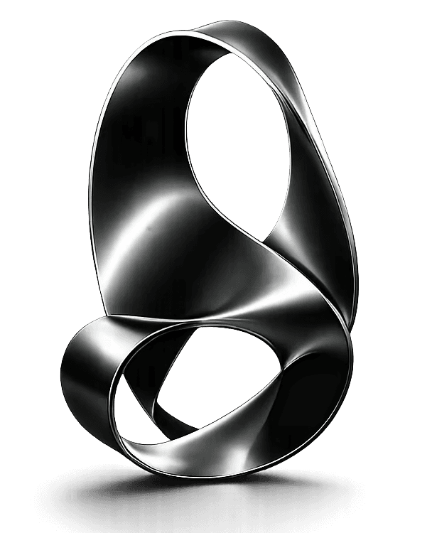 Abstract metal sculpture with flowing, looped design