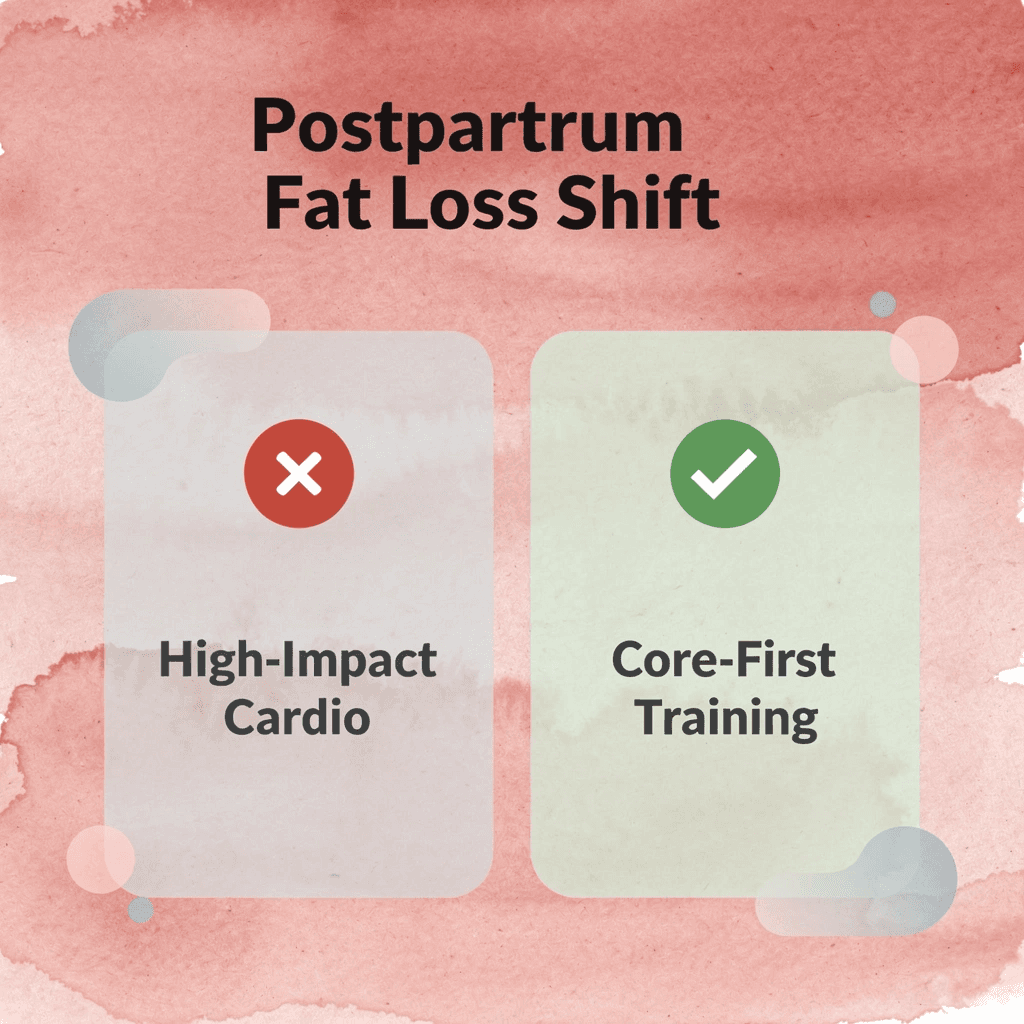 Before and after infographic comparing high-impact cardio to core-first Lagree training
