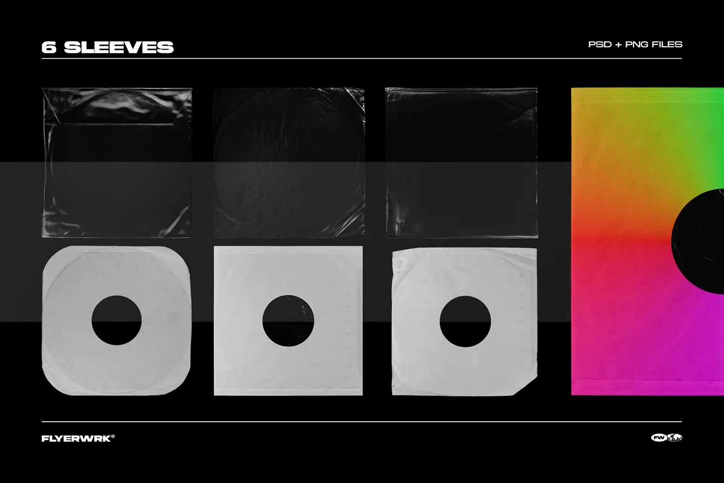 Vinyl record mockup bundle inner sleeve variations for realistic record packaging