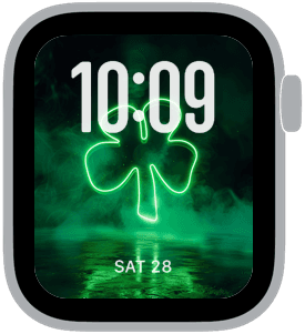 A selection from neon clover Apple Watch face collection